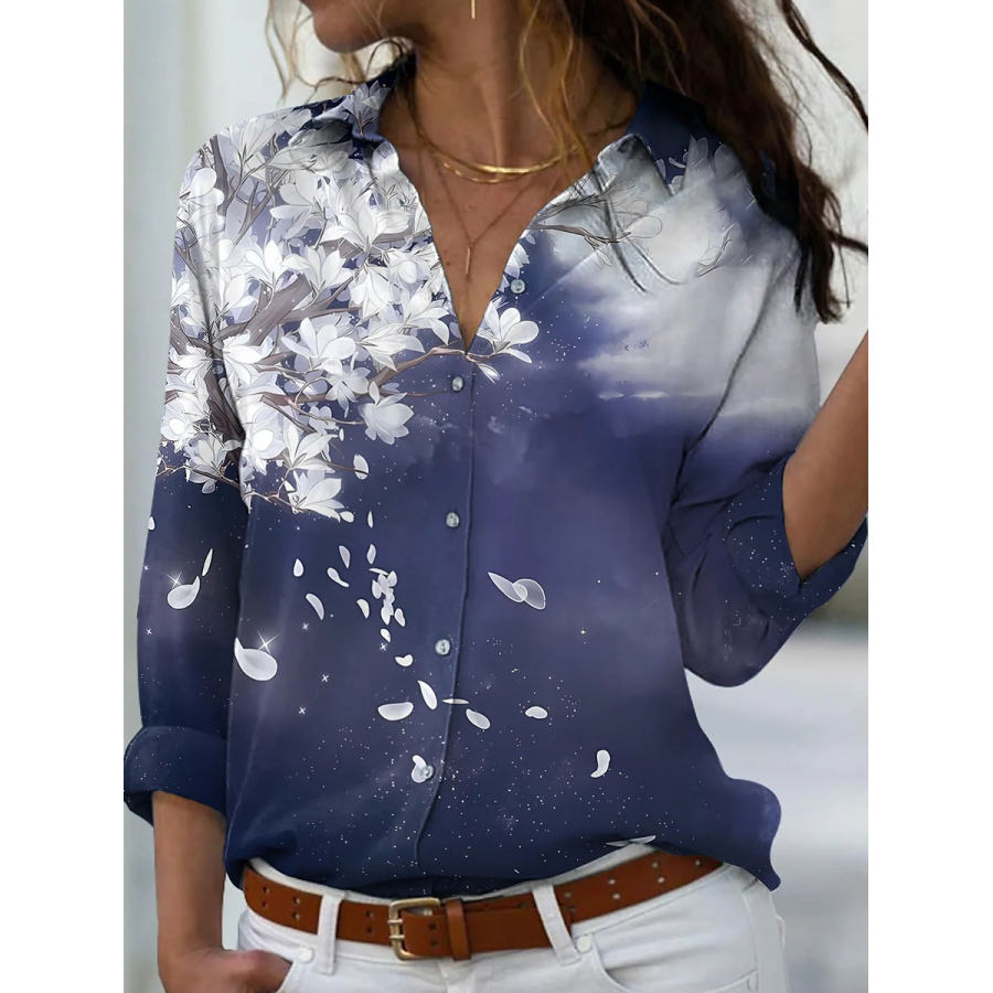 

Loose Casual Floral Print Long Sleeve Blouse