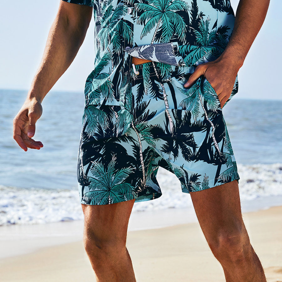 

Men's Quick-drying Loose Coconut Tree Print Sports Casual Beach Pants