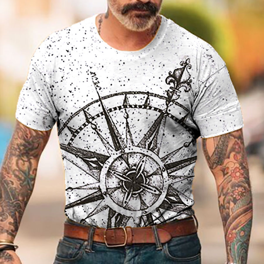 

Men's Vintage Compass Print T-Shirt
