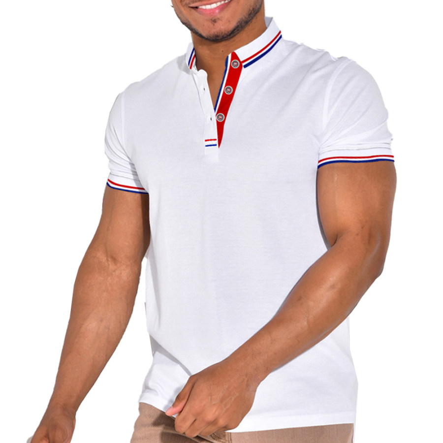 

Men's Outdoor Sports Contrast Color Casual Polo Neck T-Shirt