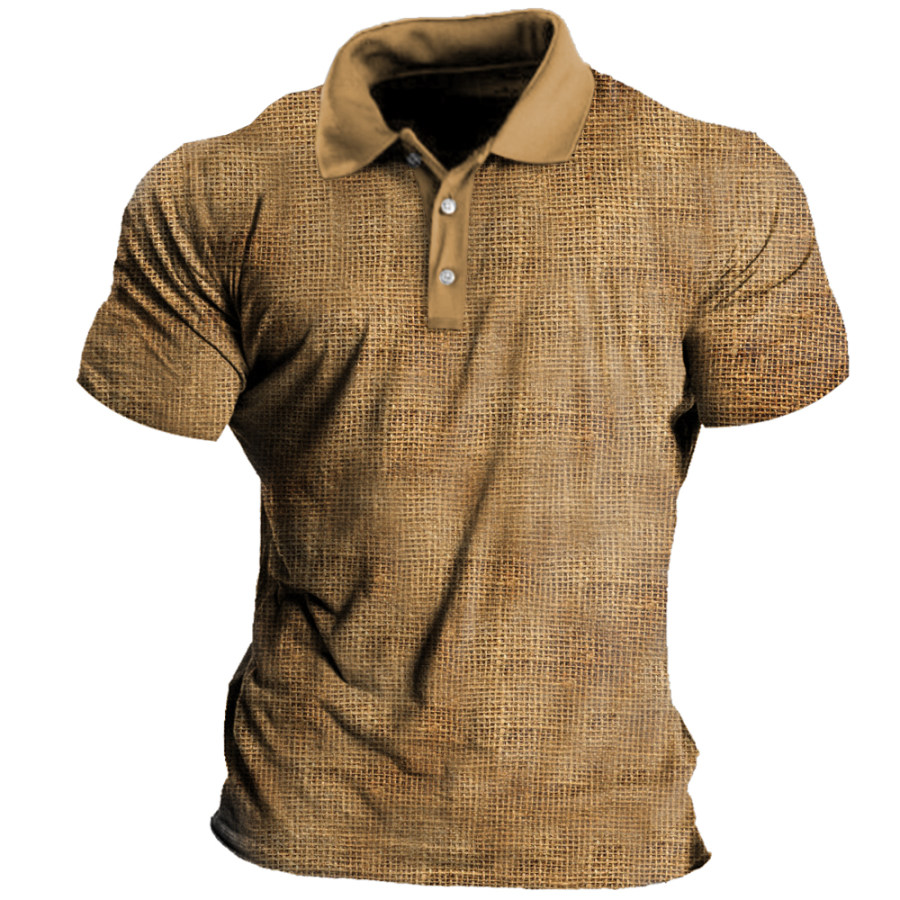 

Men's Vintage Linen Casual Polo T-Shirt
