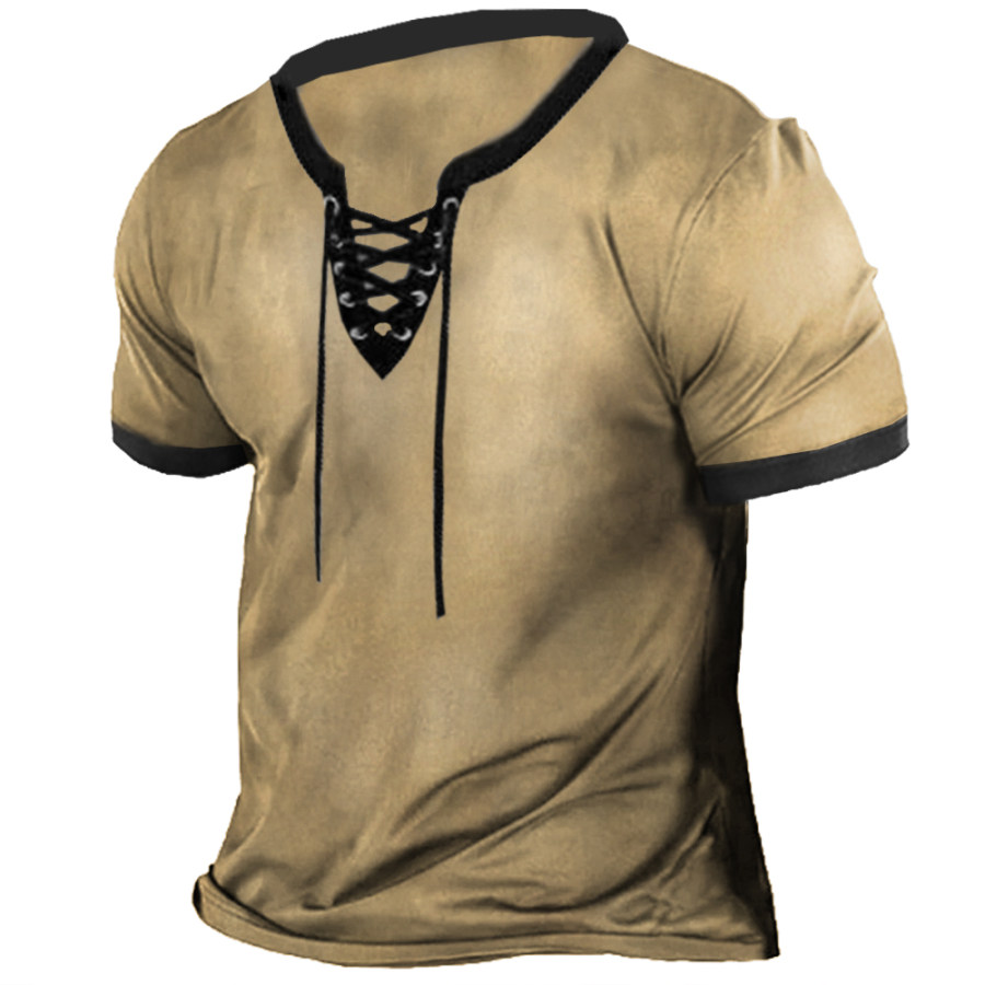 

Men's Vintage V Neck Tie Casual T-Shirt