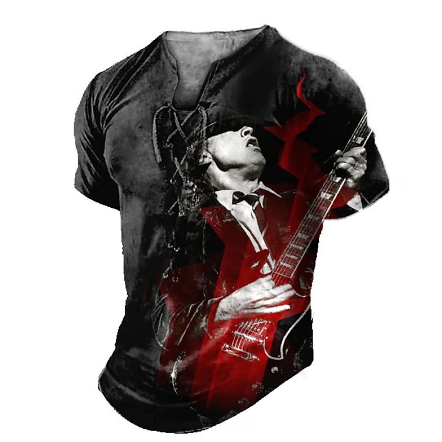 

Men's Outdoor Graphic Play The Guitar Short Sleeve Lace Up Tee