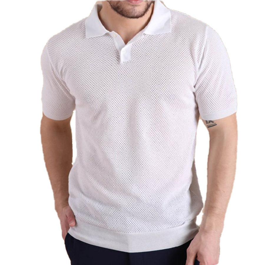 

Men's Mesh Fabric Breathable Quick-drying Polo Collar Solid Color T-shirt