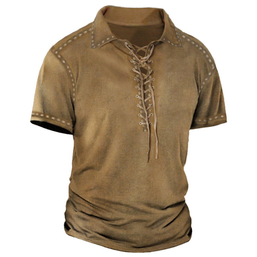 

Men's Vintage Western Outdoor Tactical Lace-Up T-Shirt