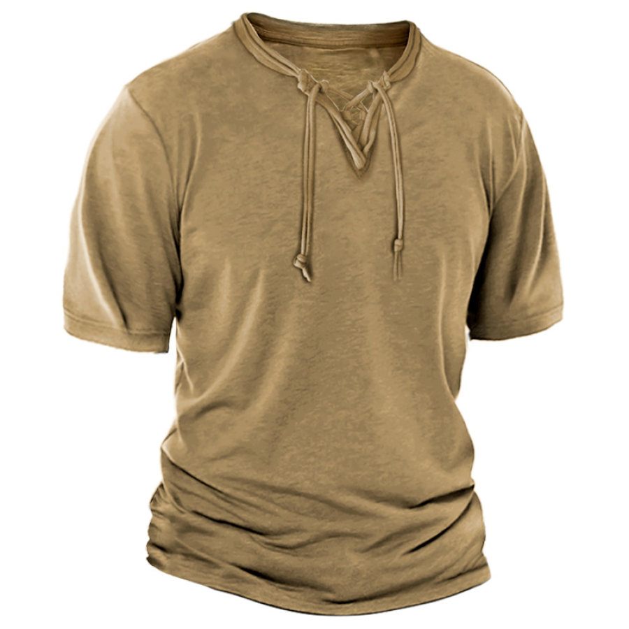 

Men's Vintage Outdoor Tactical Lace-Up T-Shirt