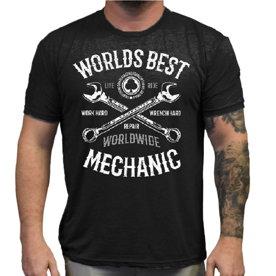 

Hard Working Men's Letter Pattern Printed Cotton T-shirt