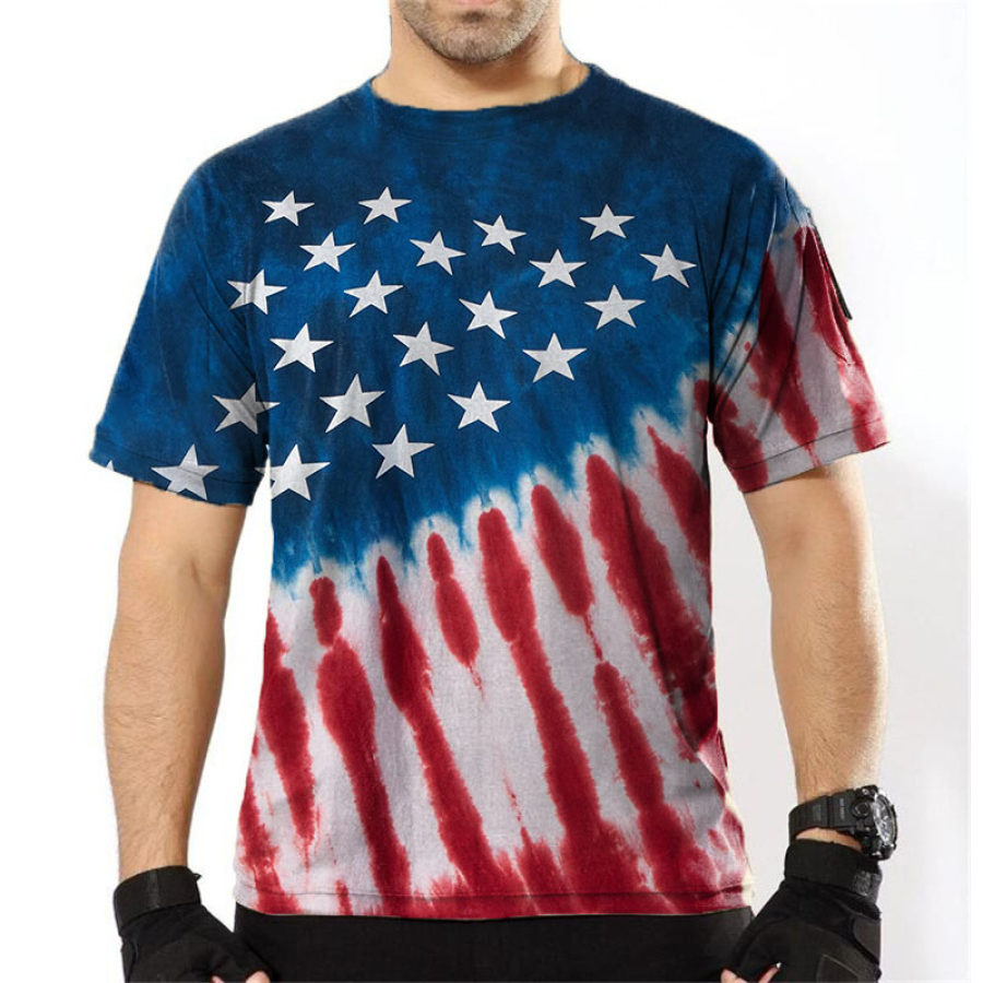 

Men's American Flag Tie Dye Graphic T-Shirt
