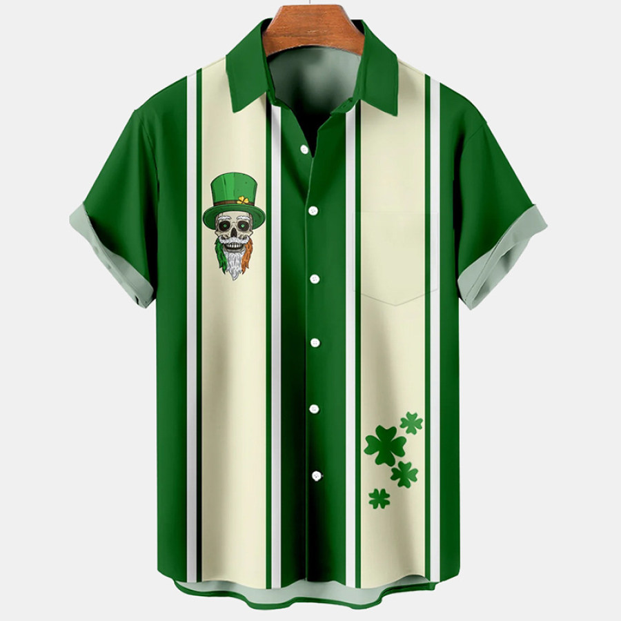 

Camisa Masculina Havaiana Colorblock Manga Curta Com Estampa Gráfica