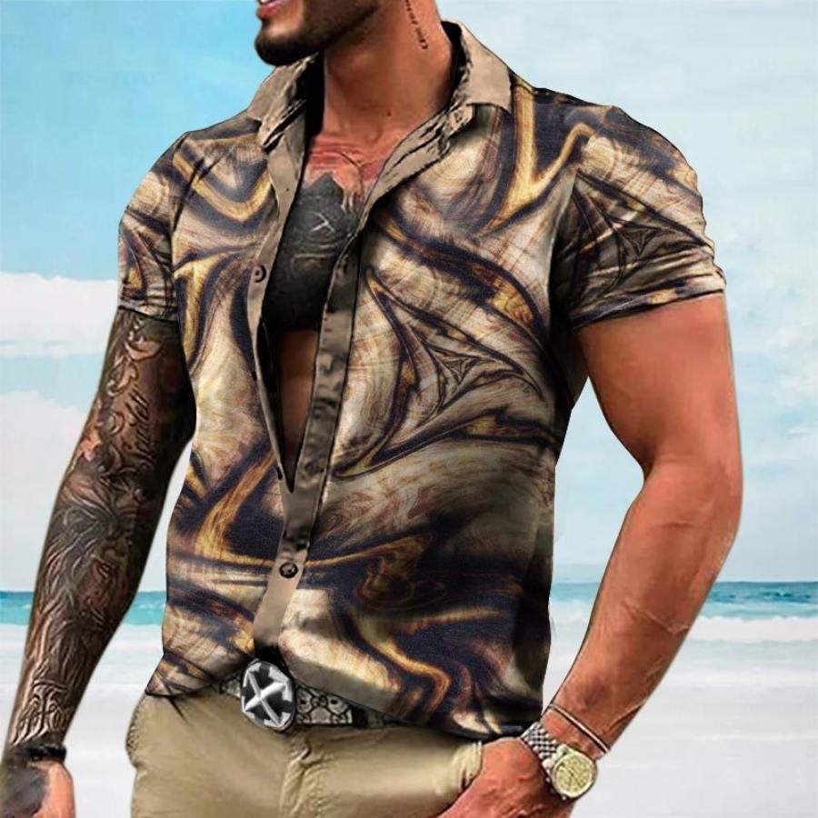 

Hawaiian Men's Vintage Print Casual Shirt