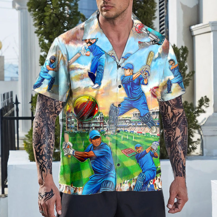 

Men's Vacation Hawaiian Casual Baseball Graphic Print Shirt