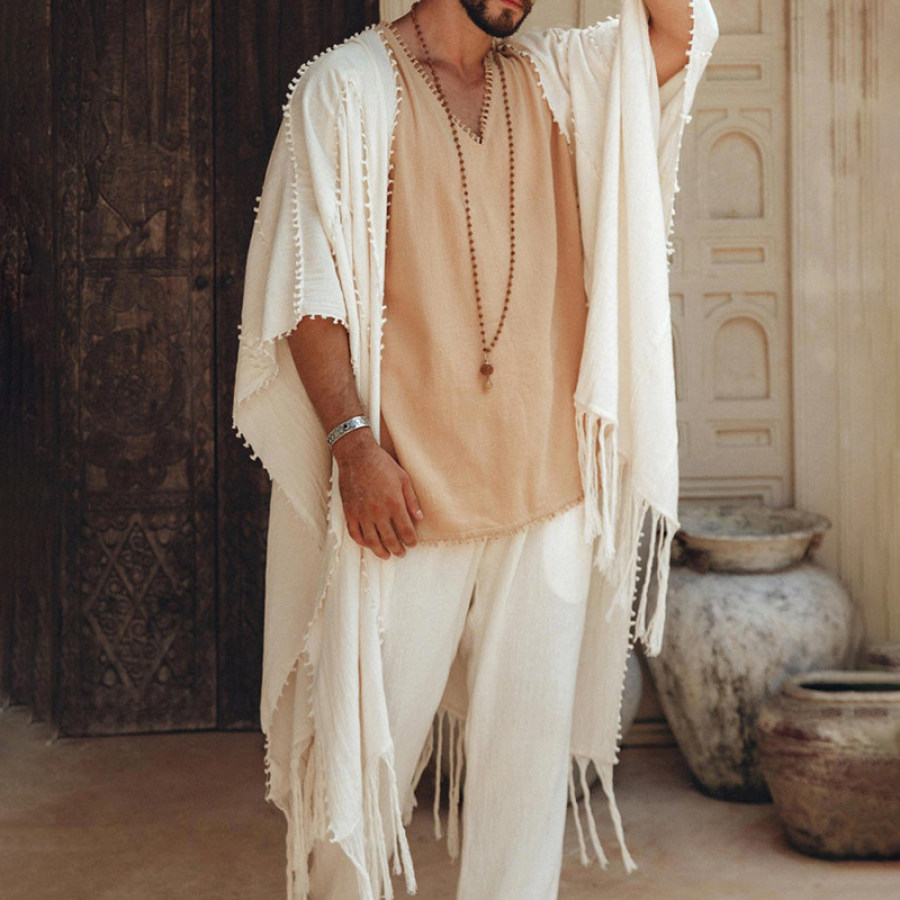 

Men's Tulum Linen Fringe Cardigan