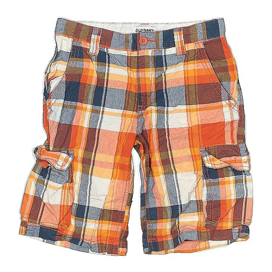 

Men's Vintage Washed Panel Check Print Beach Shorts