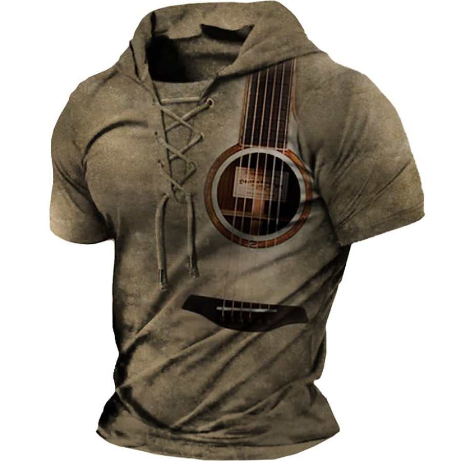 

Men's Outdoor Guitar Musical Instrument Graphic Lace Up Pullover Hoodie T-shirt