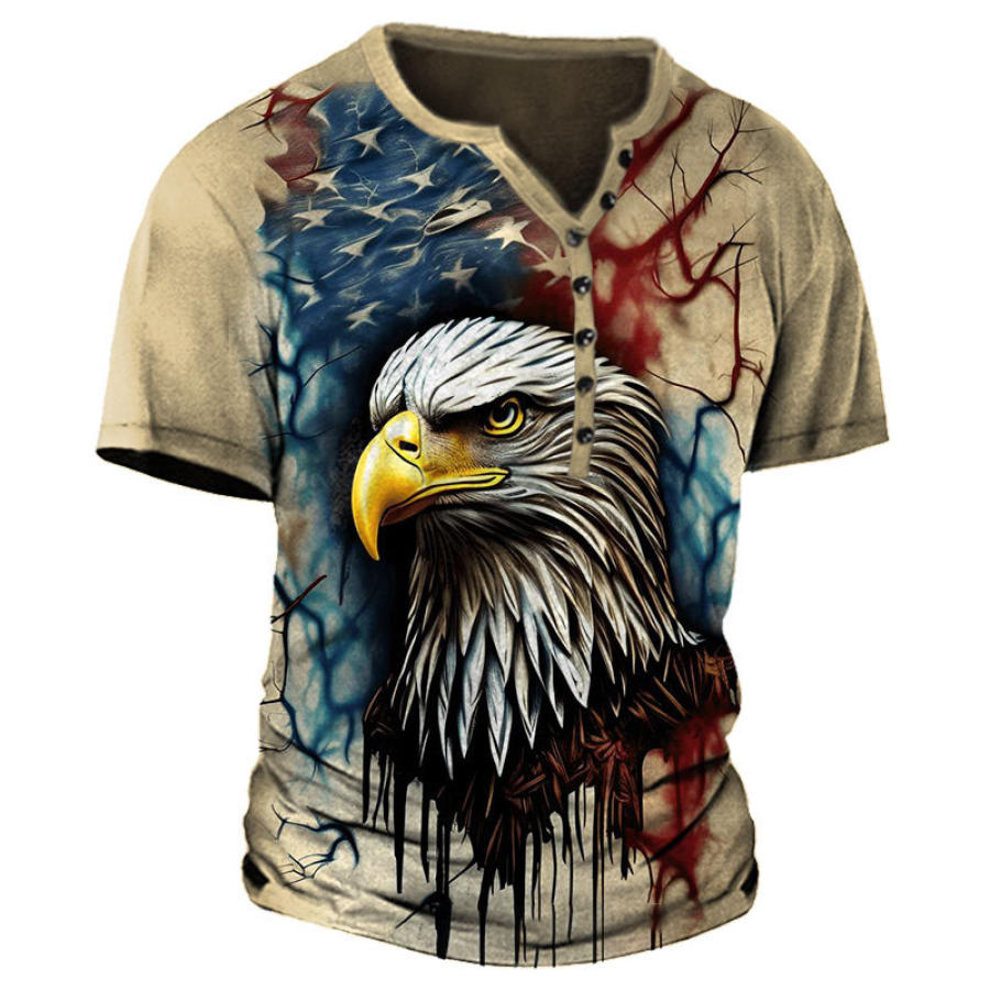 

Men's Vintage American Eagle Flag Henry T-Shirt