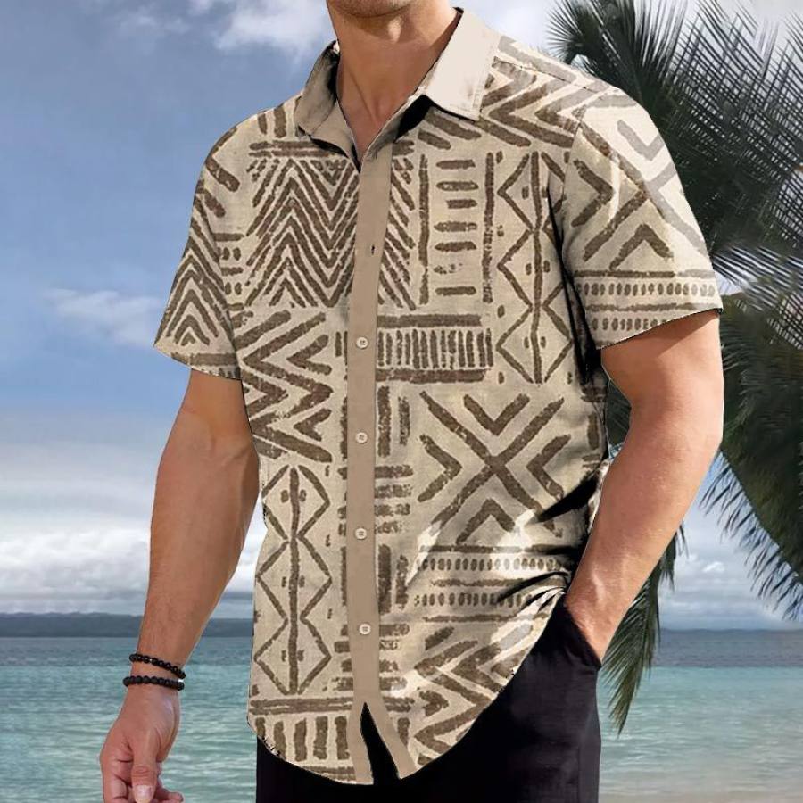 

Men's Hawaiian Vintage Ethnic Print Shirt