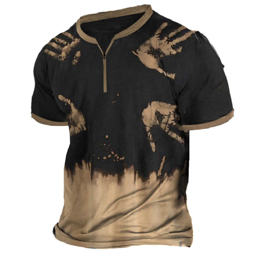 

Men's Vintage Tie Dye Handprint Graphic Print T-Shirt