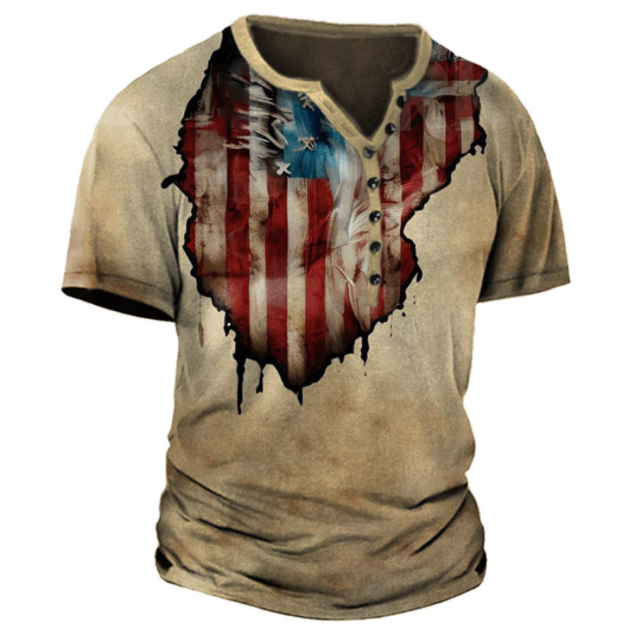 

Men's Vintage American Flag Henley T-Shirt