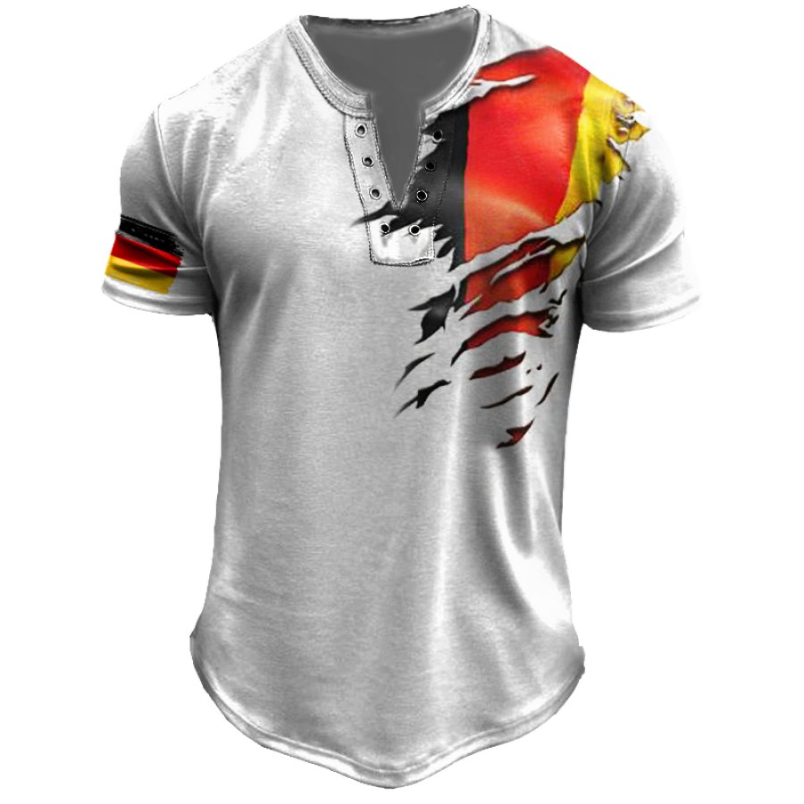 

Men's Vintage Eyelet V-neck Germany Flag Graphic Print T-Shirt