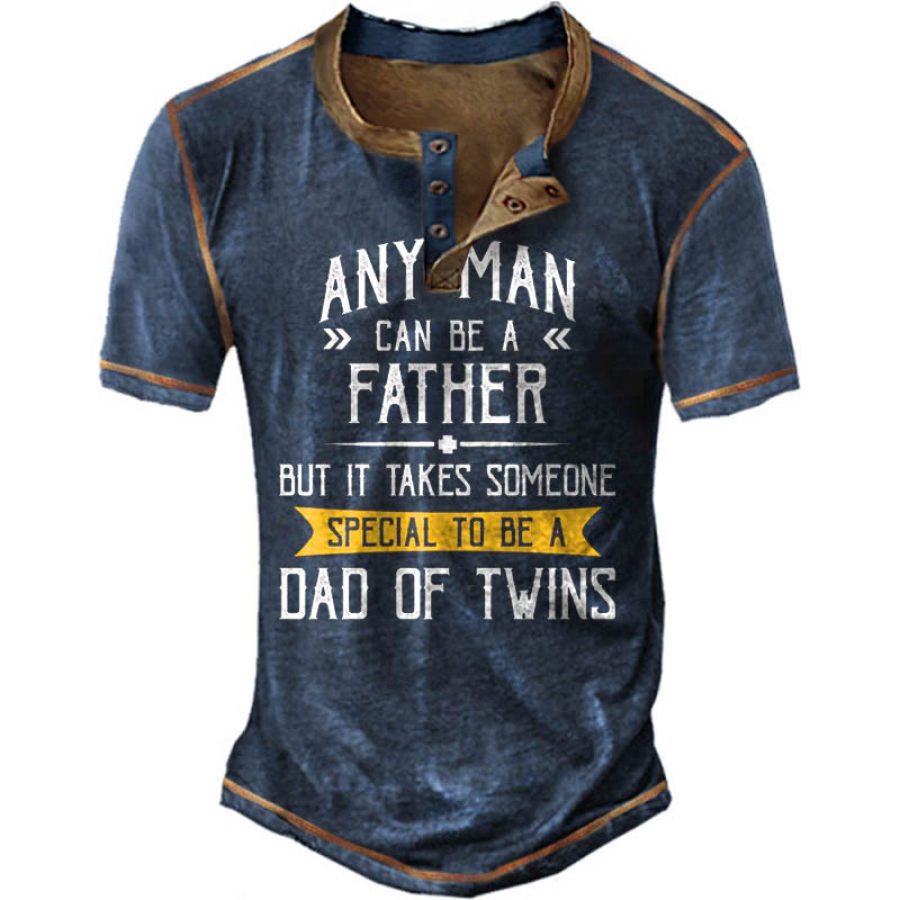 

Men's Vintage Dad Of Twins Father's Day Henley T-Shirt