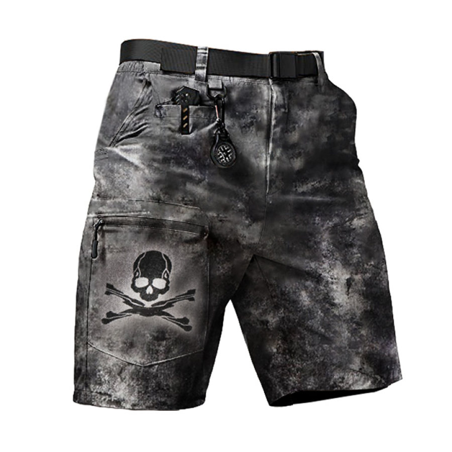 

Men's Outdoor Vintage Skull Print Tactical Cargo Shorts