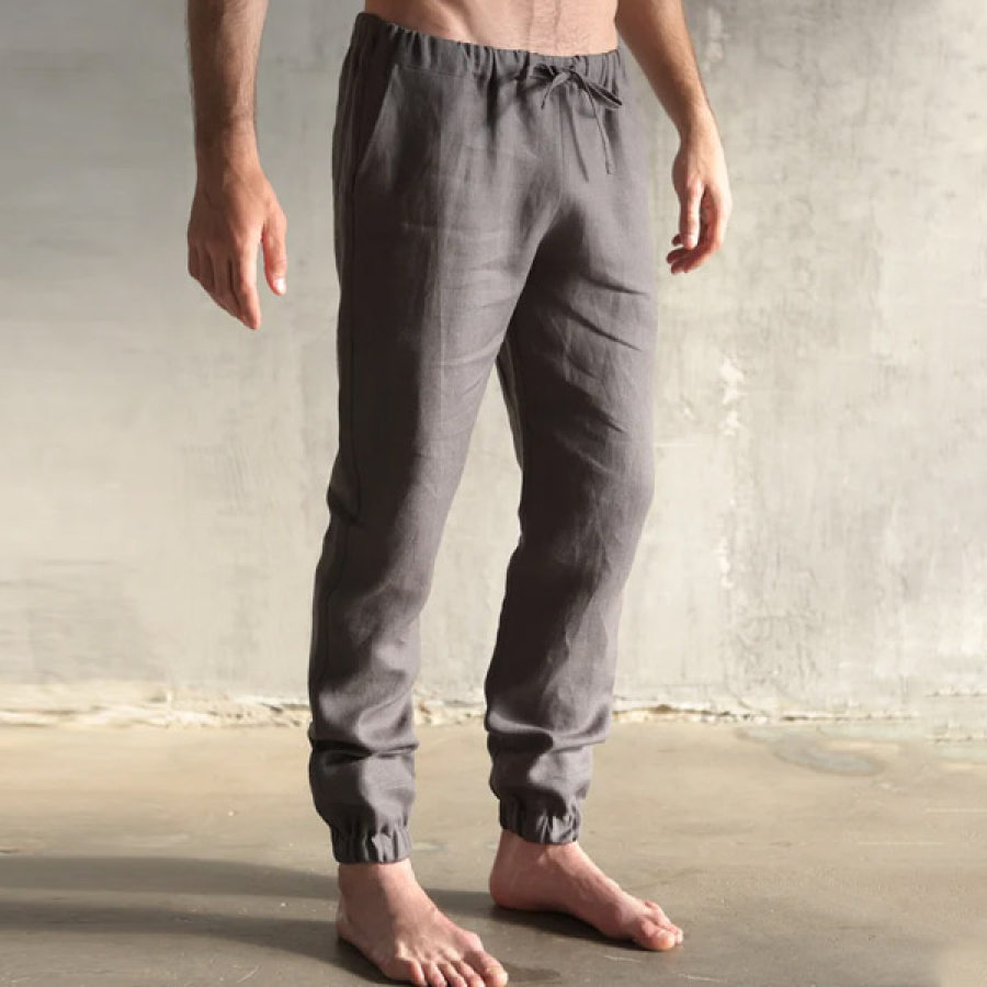 

Men's Linen Pants Trousers Summer Pants Beach Pants Casual Pocket Elastic Drawstring Pants
