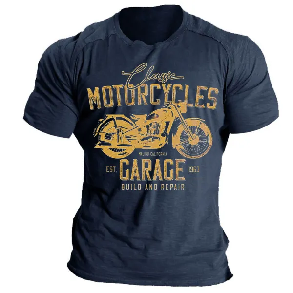 Vintage Motorcycle Print Men's T-Shirt - Kalesafe.com 
