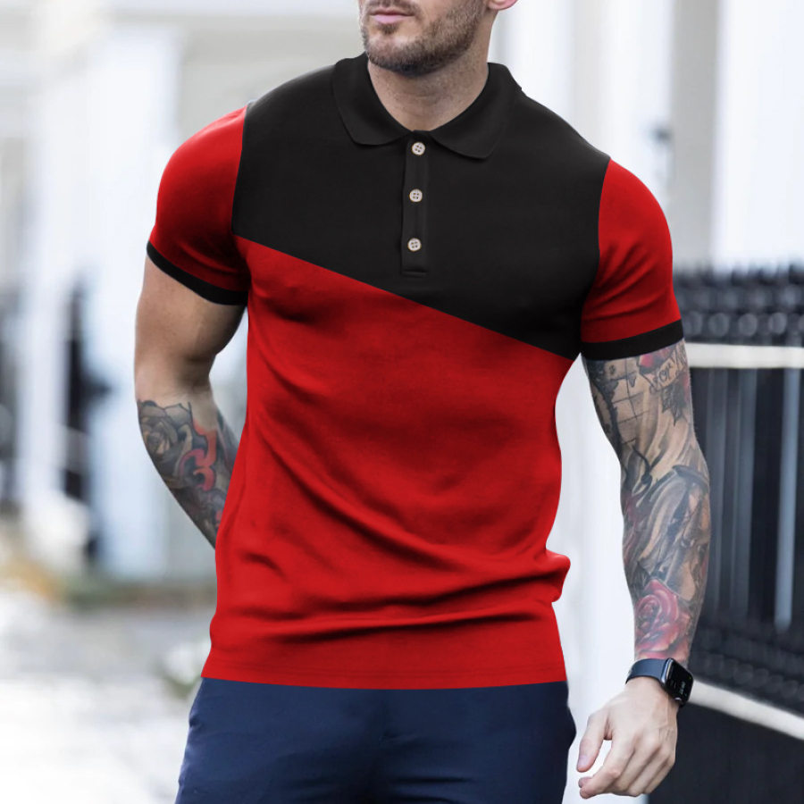 

Men's Outdoor Color Contrast Sports Golf Polo Shirt