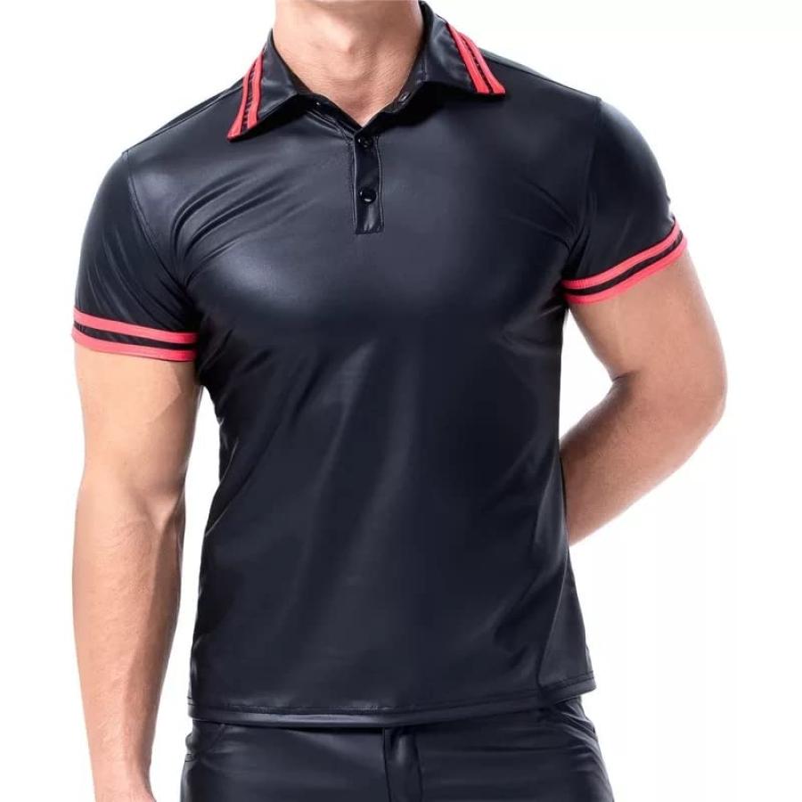 

Men Sexy Leather T-Shirt