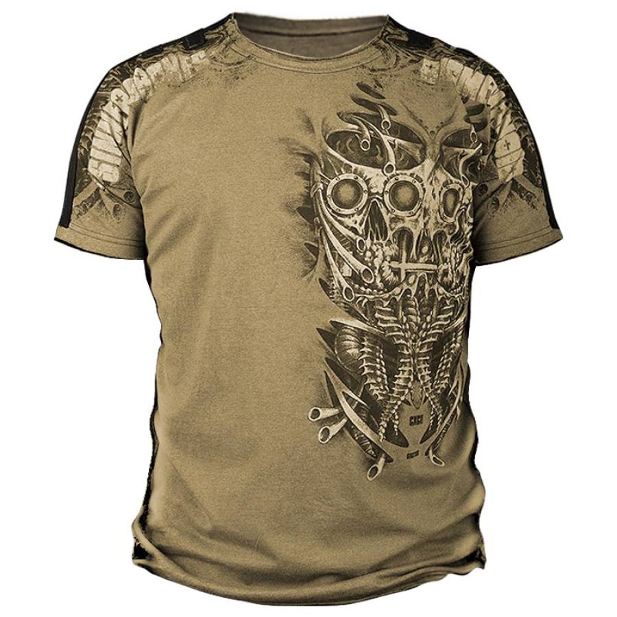 

Men's Vintage Skull Print Web Panel T-Shirt