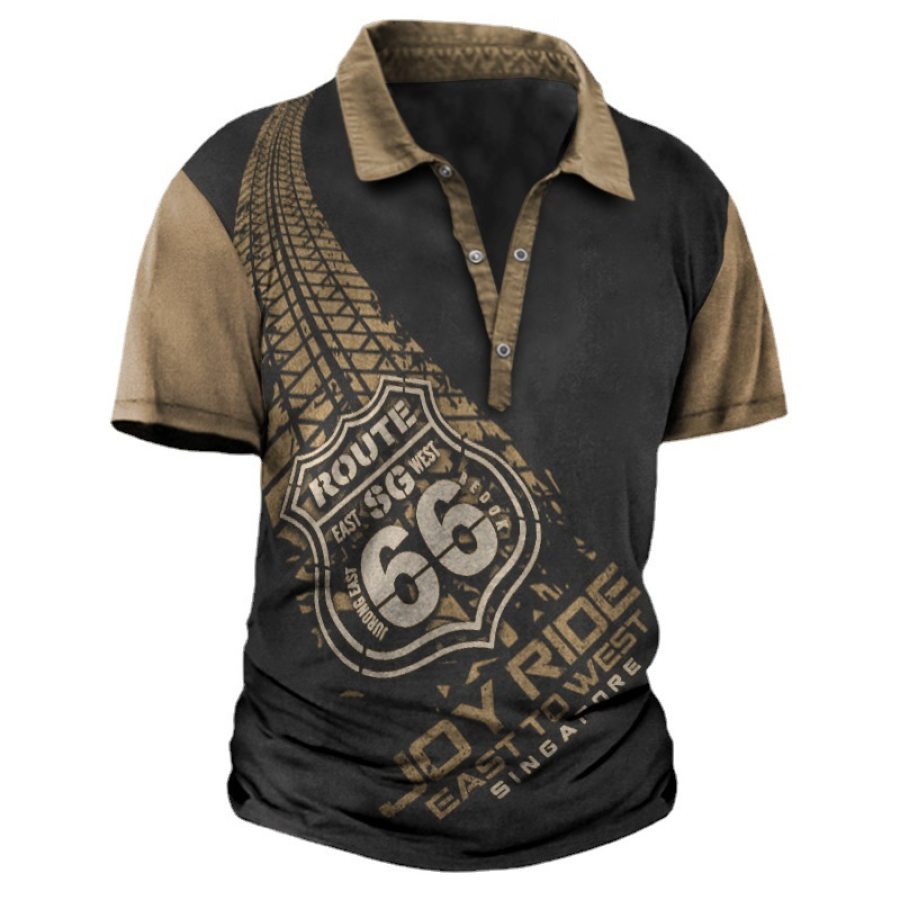 

Men's Vintage Route 66 Joy Ride Casual Polo T-Shirt