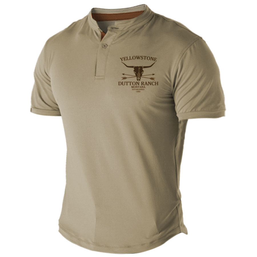 

Men's Vintage Yellowstone Casual Stand Collar T-Shirt