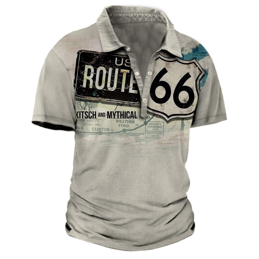 

Men's Vintage Route 66 Casual Polo T-Shirt