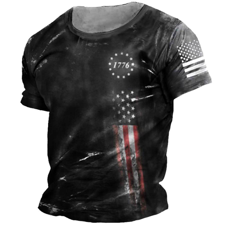 

Men's Outdoor Vintage American Flag Patriotic Print T-Shirt