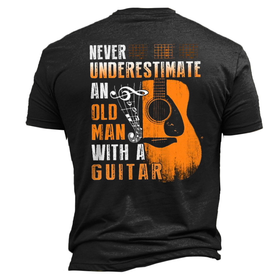 

Никогда не недооценивайте старика с гитарой Мужская хлопковая футболка