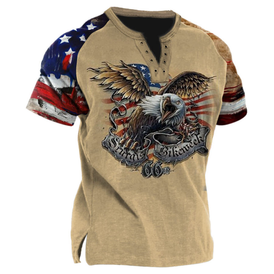 

Men's Vintage American Flag American Eagle Print T-Shirt