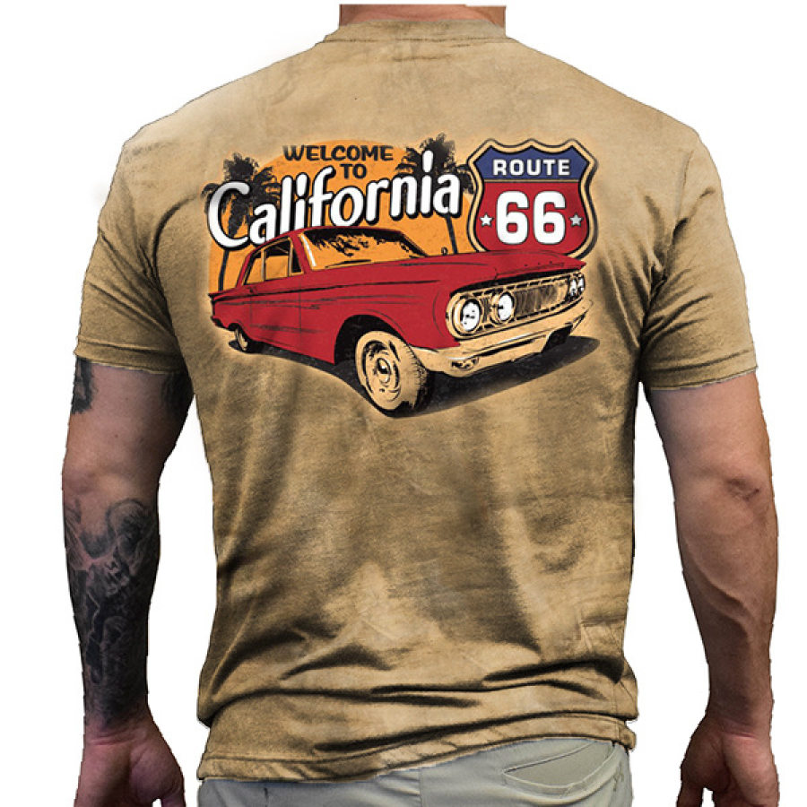 

Men's Vintage Route 66 California Vacation Print Short Sleeve T-Shirt