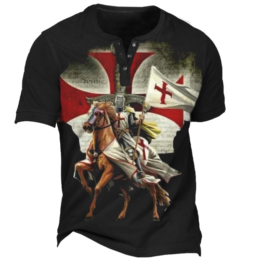 

Men's Templar Warrior Graphic Henry T-Shirt