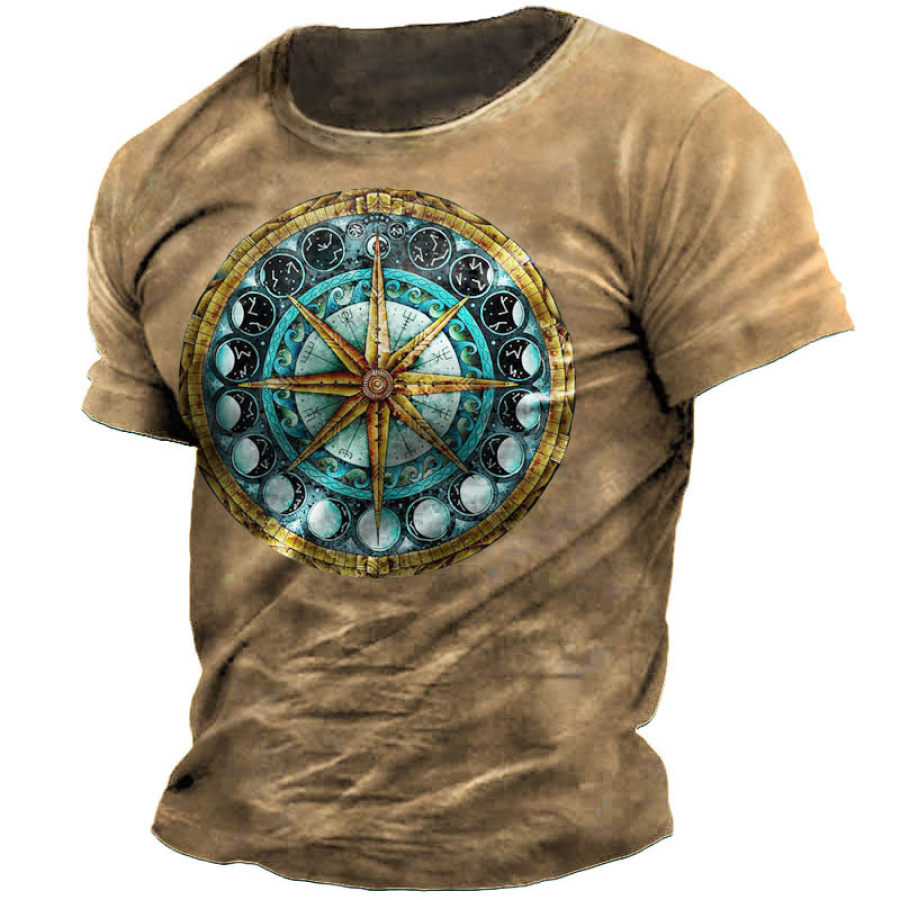 

T-shirt Da Uomo Con Stampa Vintage Compass Moon Change