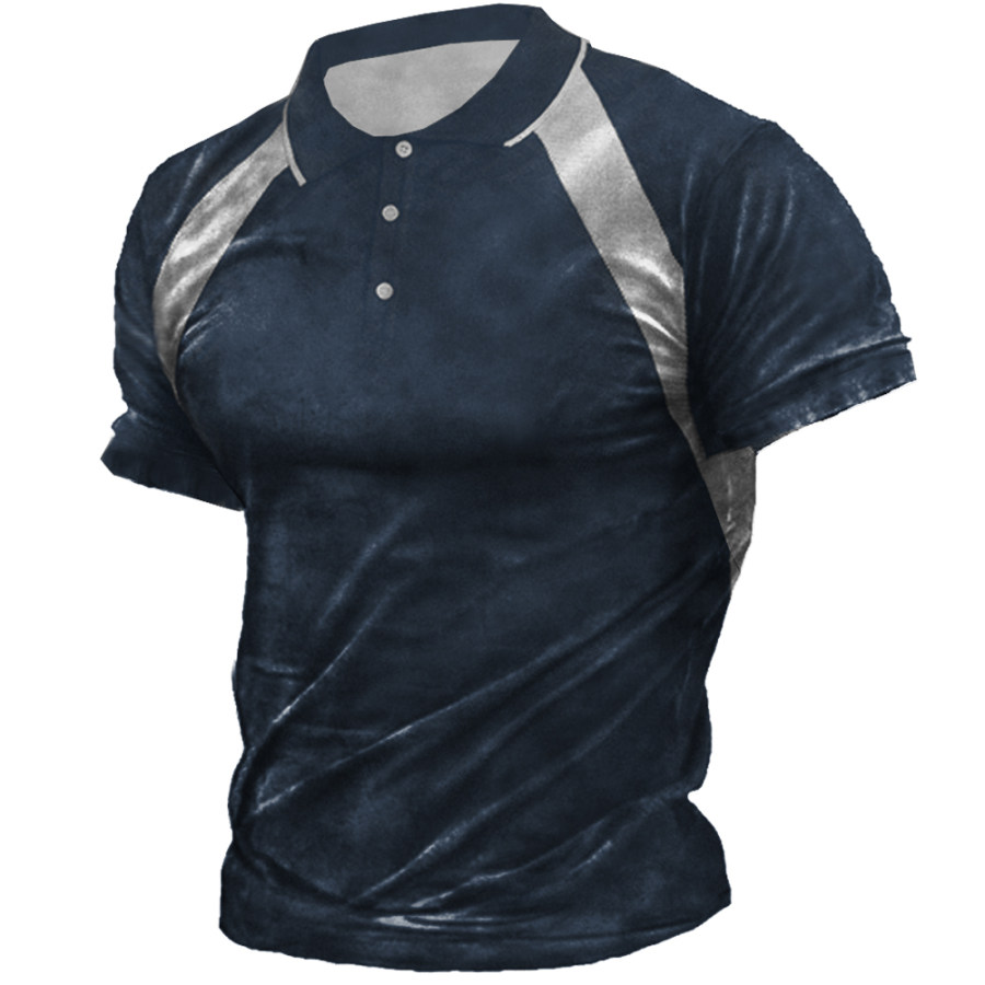 

Men's Outdoor Tactical Colorblock Polo Neck T-Shirt