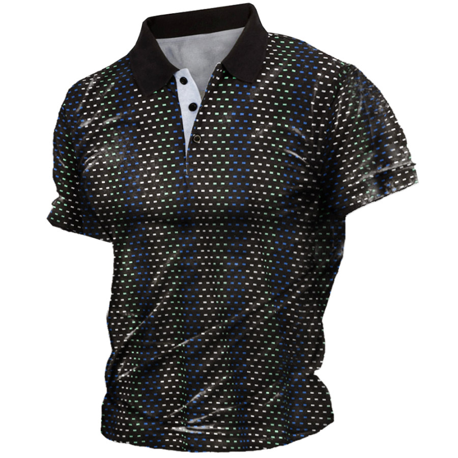 

Men's Outdoor Classic Polka Dot Print Polo Neck T-Shirt