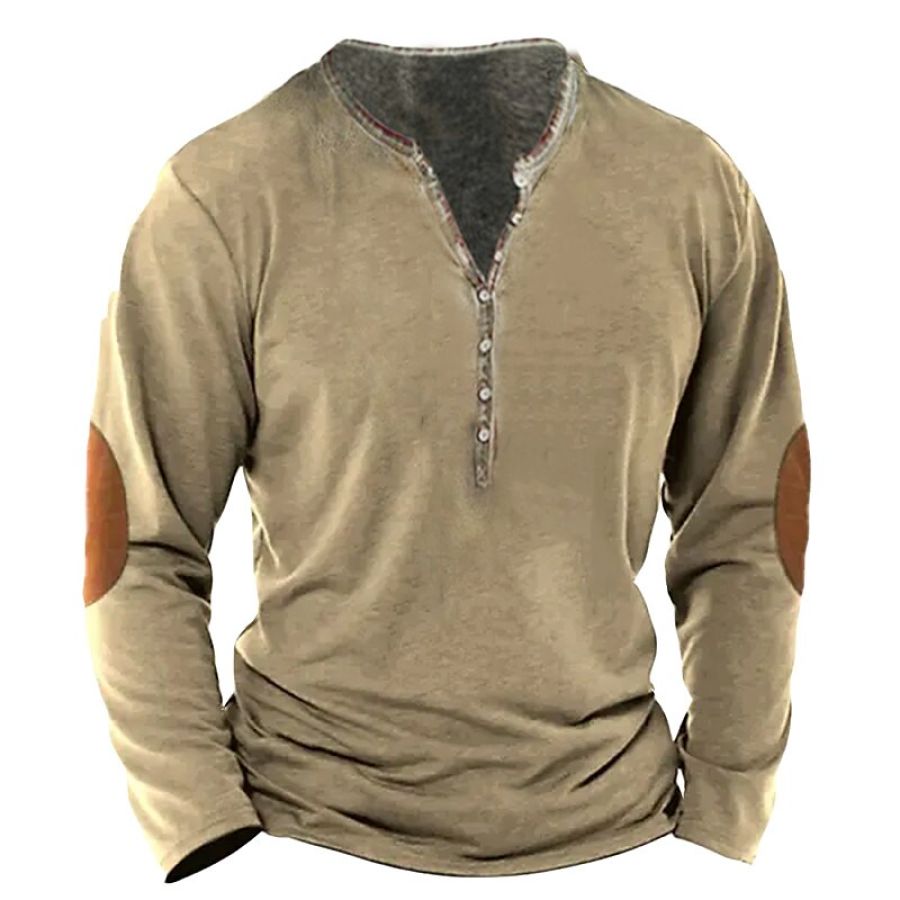 

Men's Outdoor Daily Long Sleeve Button-Down Henley Shirt