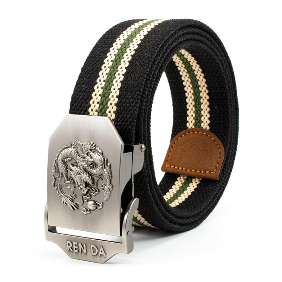 

Men's Alloy Buckle Horizontal Stripe Woven Belt