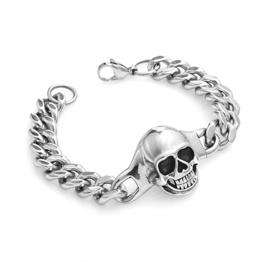 

Herren-Totenkopf-Titan-Stahl-Armband