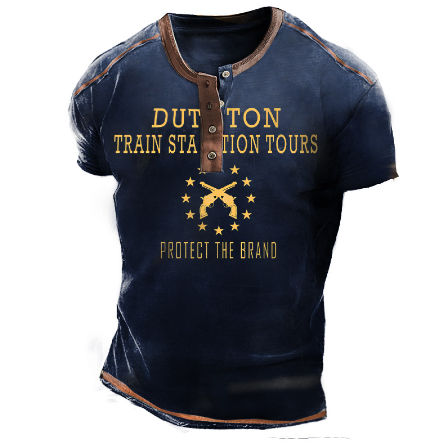 

Dutton Train Station Tours Classic Men Vintage Henley T-Shirt
