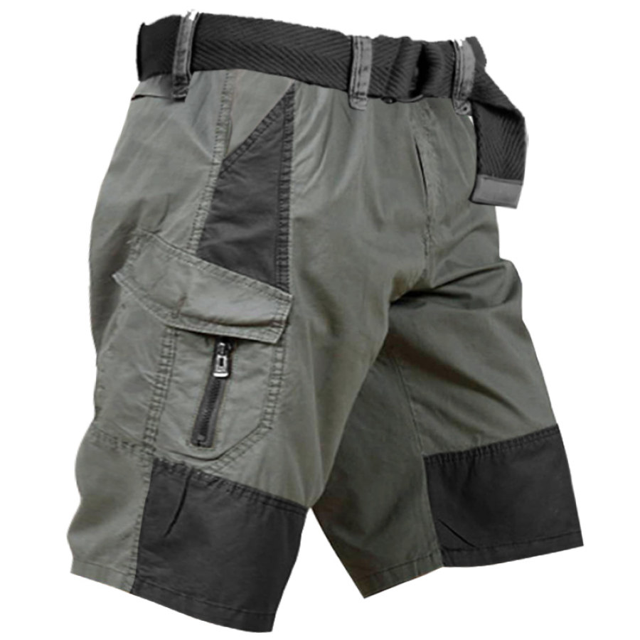 

Men's Color Contrasting Multifunctional Pocket Casual Shorts