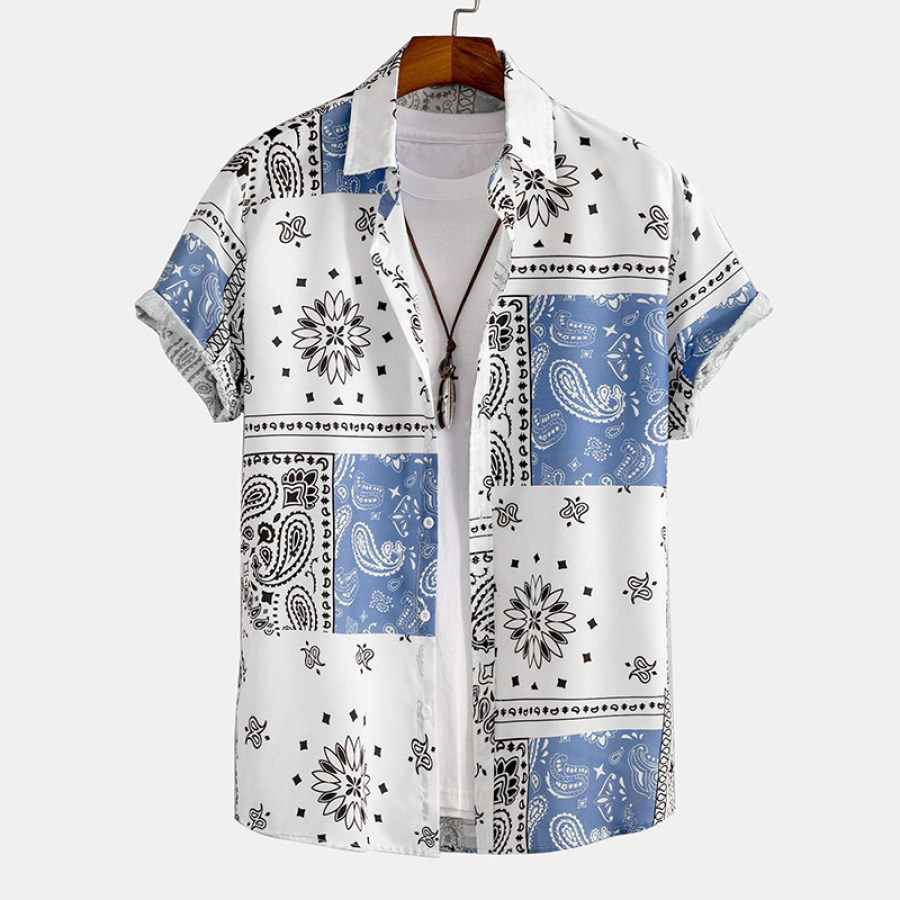 

Men Ethnic Elephant Geometric Print Vacation Beach Shirt