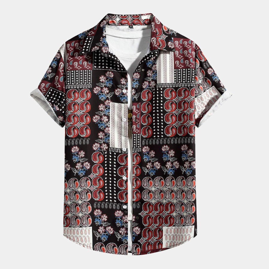 

Men Ethnic Paisley Print Vacation Beach Shirt