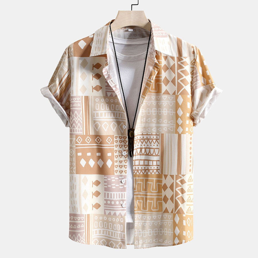 

Men Ethnic Elephant Geometric Print Vacation Beach Shirt