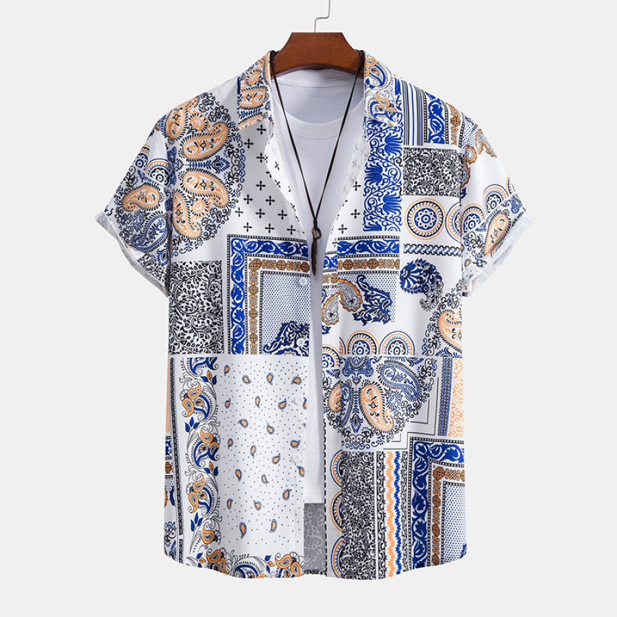 

Men Ethnic Paisley Print Vacation Beach Shirt
